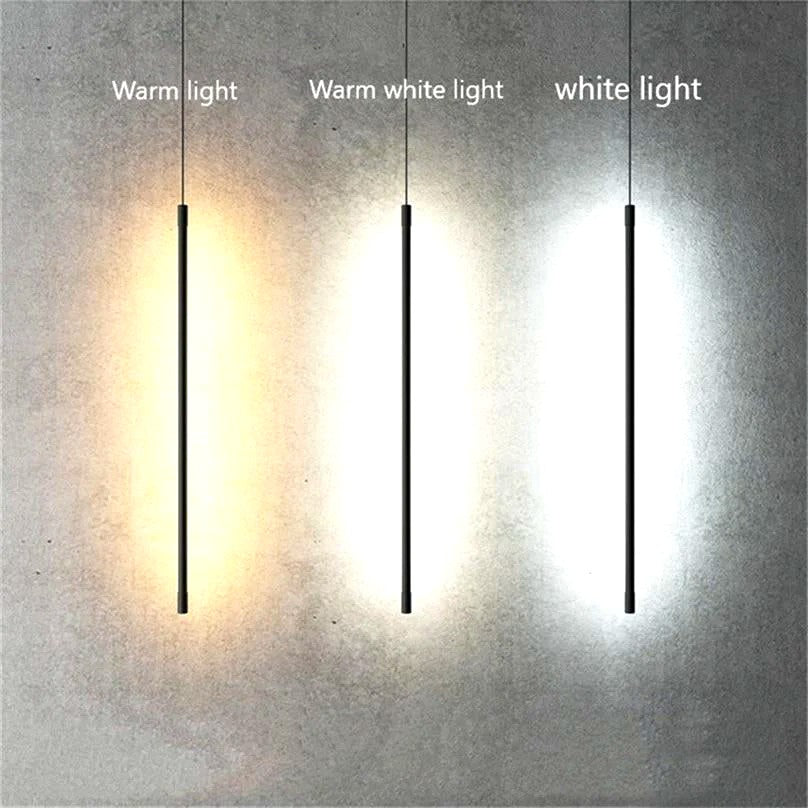 Suspension Tubulaire LED Noire Minimaliste, Tige Verticale Épurée