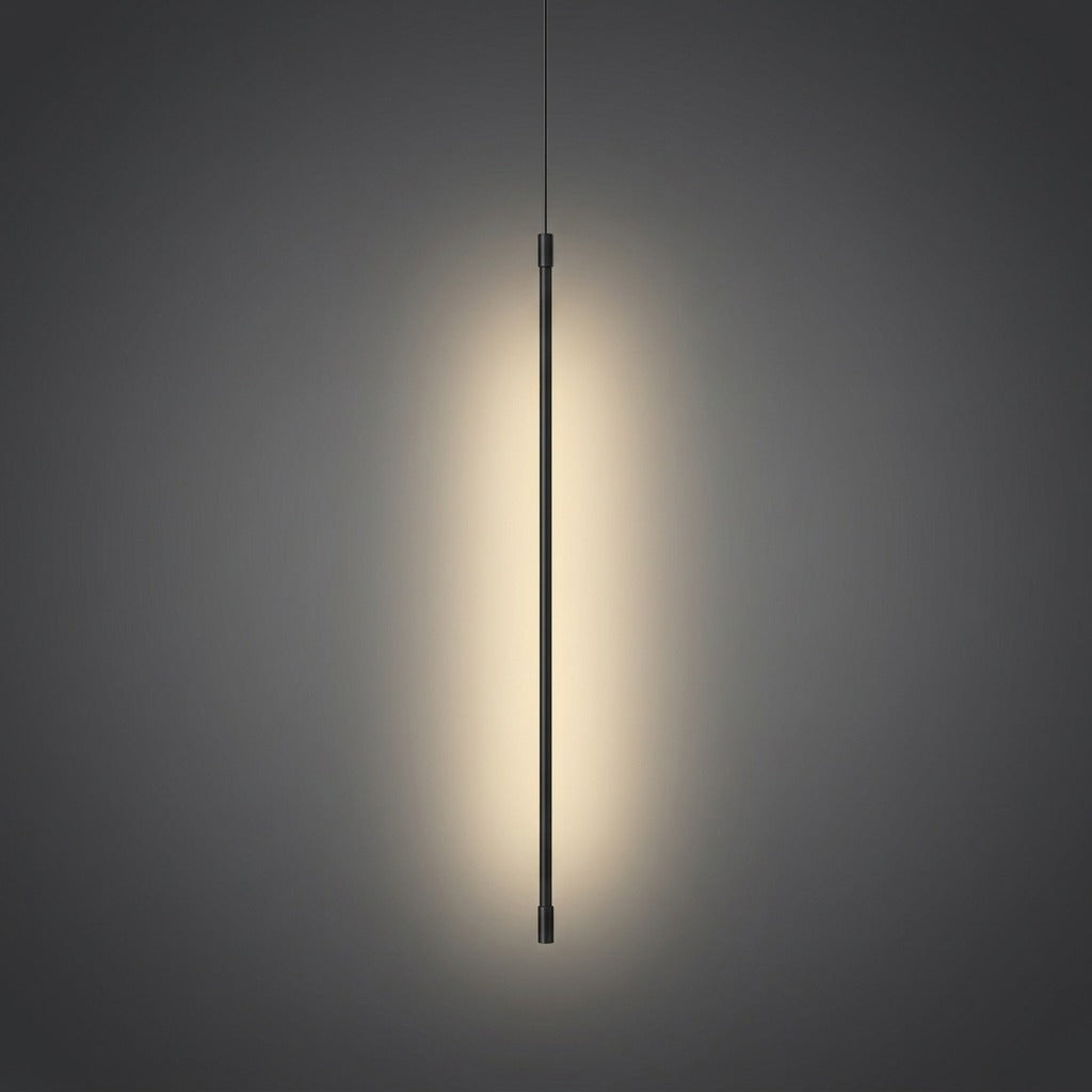 Suspension Tubulaire LED Noire Minimaliste, Tige Verticale Épurée