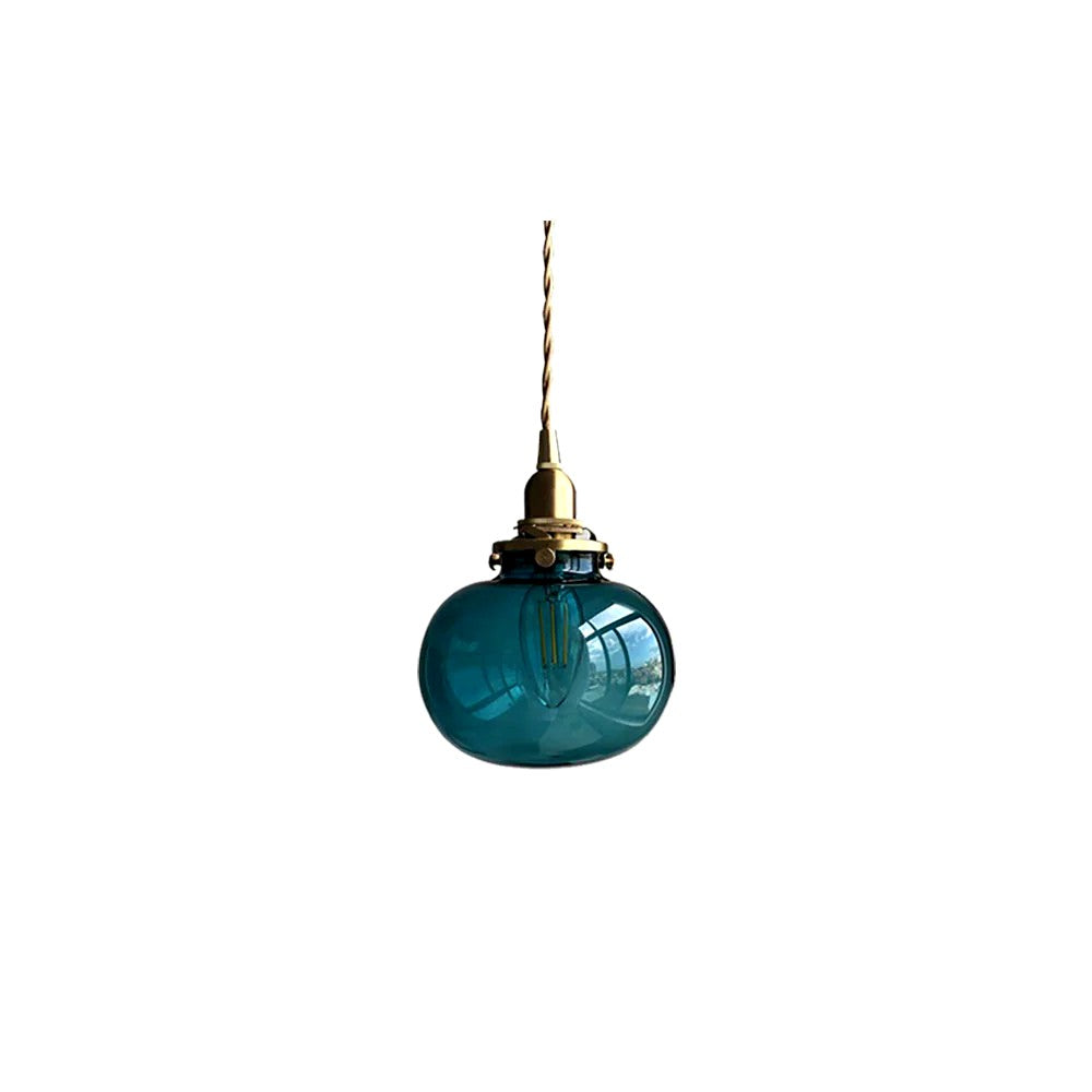 Suspension Vintage Verre Elliptique Délicate, Design Rétro Léger