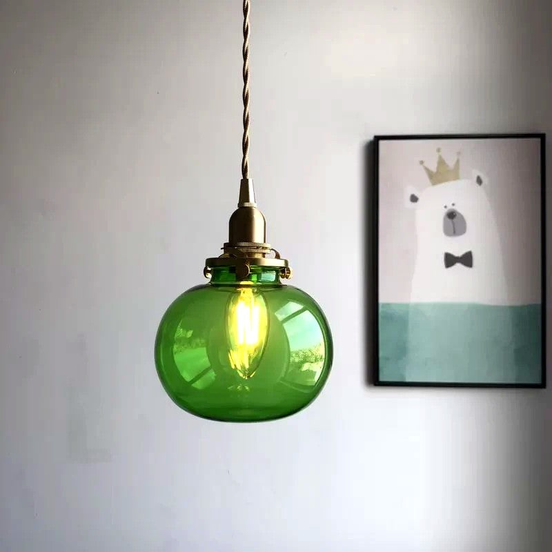 Suspension Vintage Verre Elliptique Délicate, Design Rétro Léger