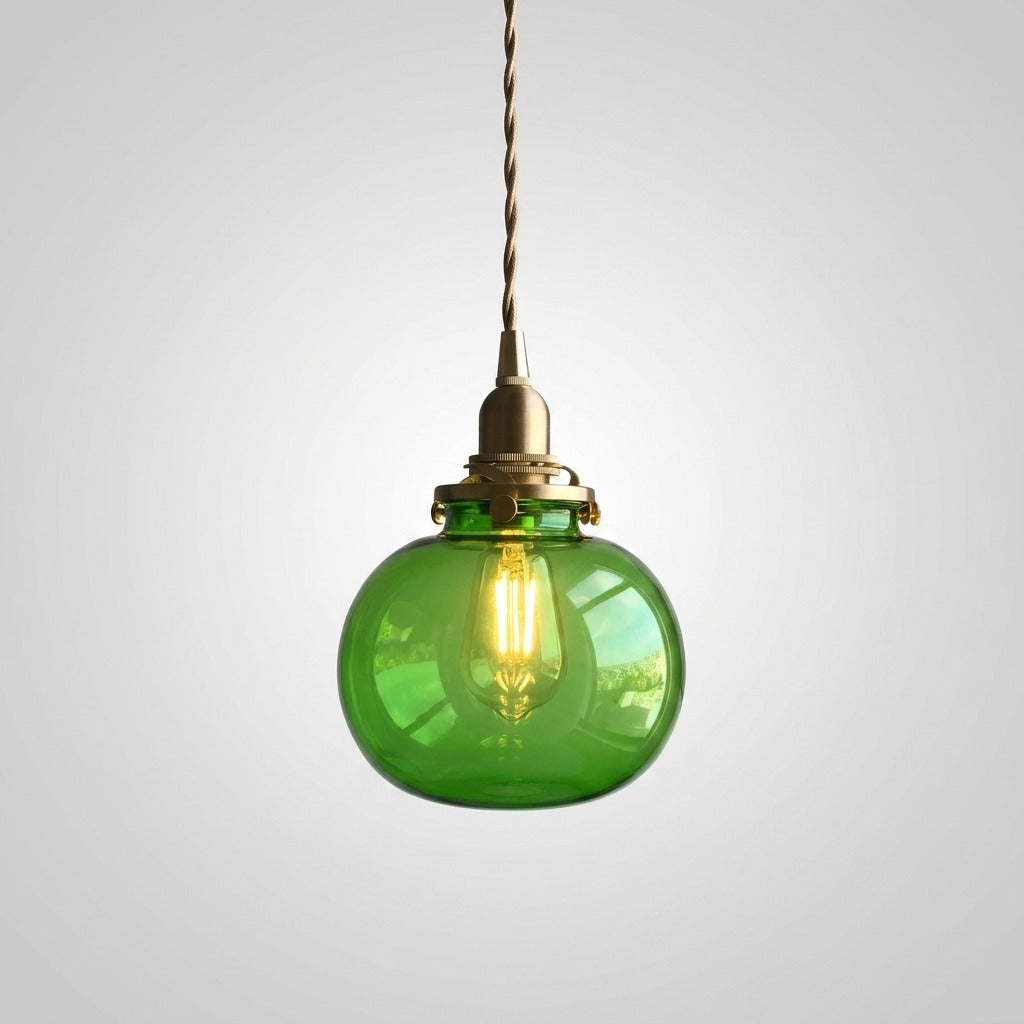 Suspension Vintage Verre Elliptique Délicate, Design Rétro Léger