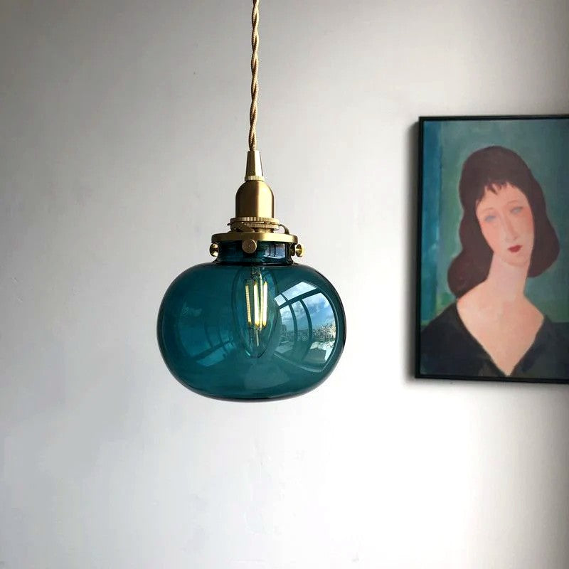 Suspension Vintage Verre Elliptique Délicate, Design Rétro Léger