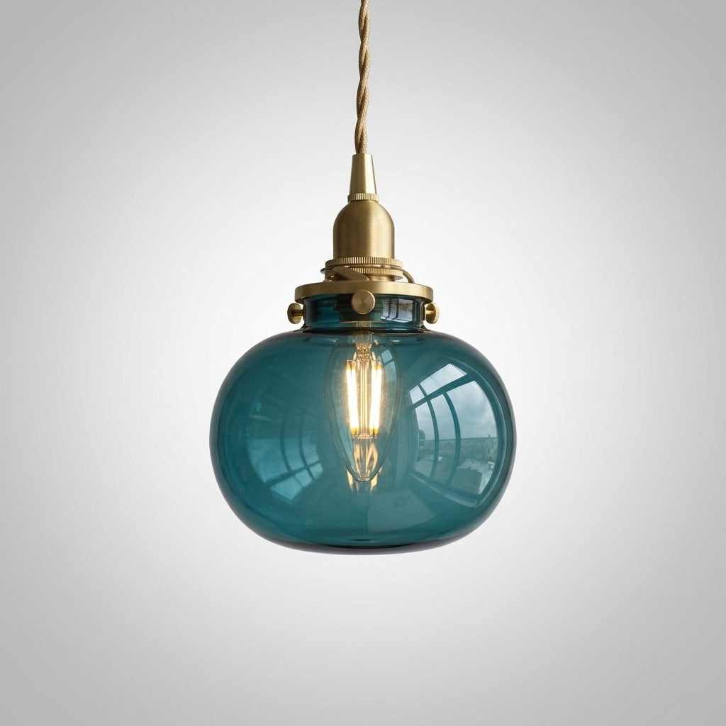 Suspension Vintage Verre Elliptique Délicate, Design Rétro Léger