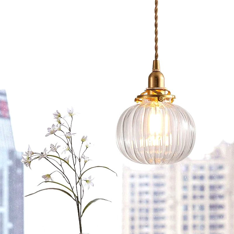 Suspension Vintage Verre Elliptique Délicate, Design Rétro Léger