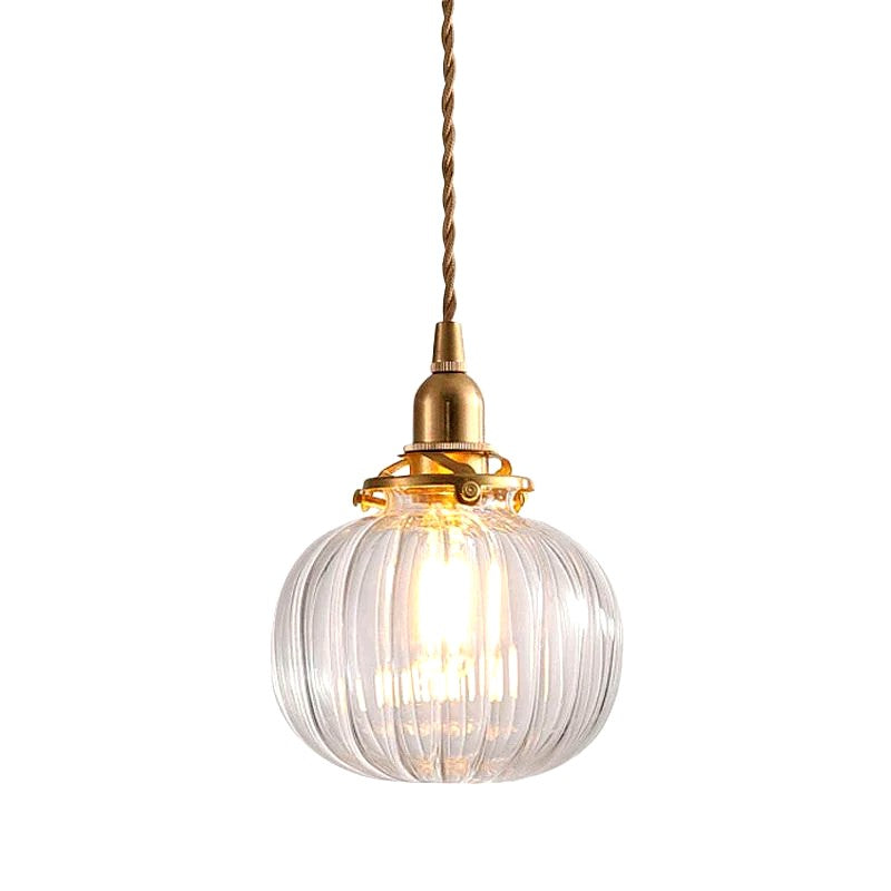 Suspension Vintage Verre Elliptique Délicate, Design Rétro Léger